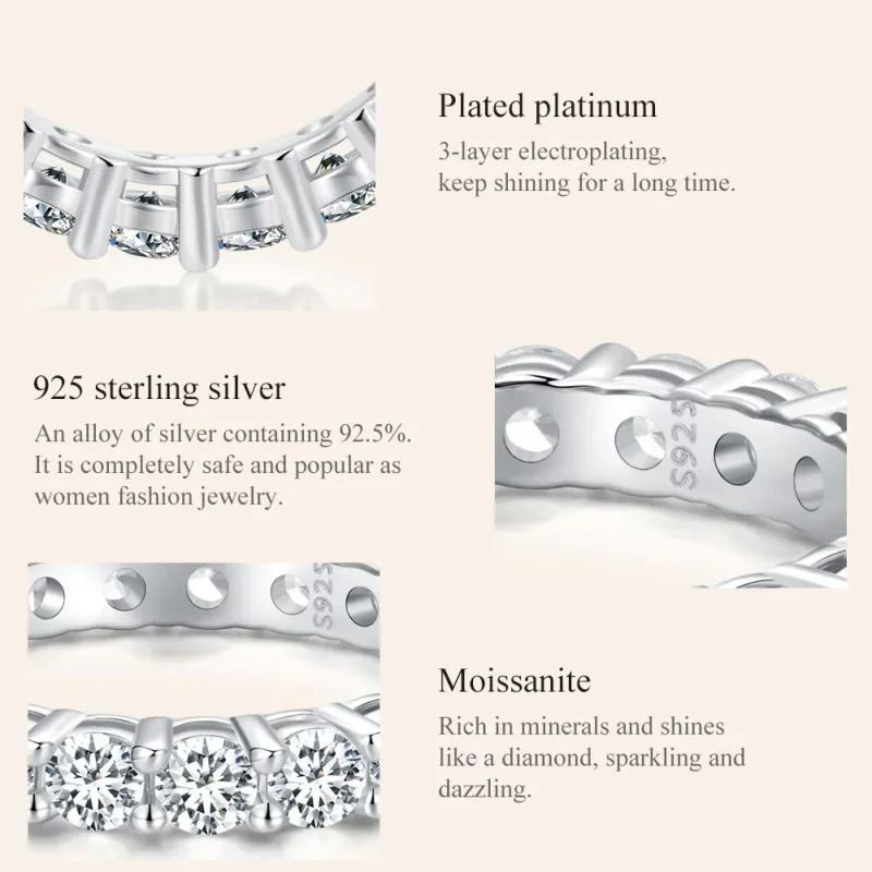 (zdjęcie do) Pierścień Pandora Style Shining Moissanite (Jeden certyfikat) - MSR020 - Wyświetl 4