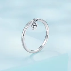 Pierścień w stylu Pandora z odciskiem łapy psa - SCR892