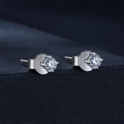Studzienki do uszu Pandora Style z 0,1 karatowym diamentem Moissanite (Dwa certyfikaty) - MSE038