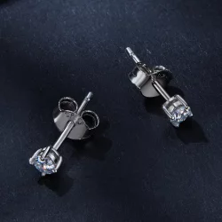 Studzienki do uszu Pandora Style z 0,1 karatowym diamentem Moissanite (Dwa certyfikaty) - MSE038