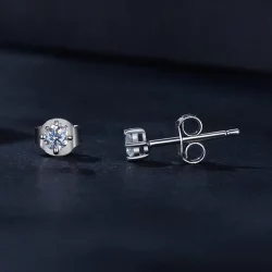 Studzienki do uszu Pandora Style z 0,1 karatowym diamentem Moissanite (Dwa certyfikaty) - MSE038