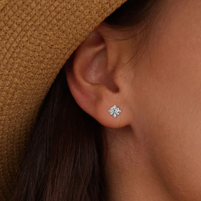 (zdjęcie do) Studzienki do uszu Pandora Style z 0,1 karatowym diamentem Moissanite (Dwa certy - Wyświetl 5