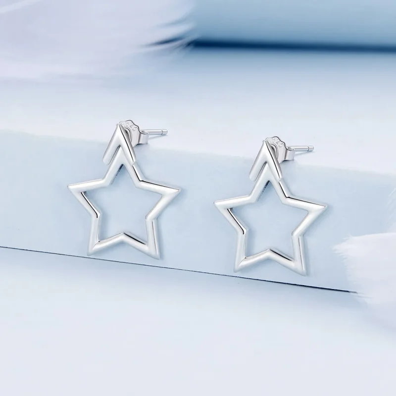 (zdjęcie do) Studziki do uszu w stylu Pandora z pentagramem - BSE901 - Wyświetl 2