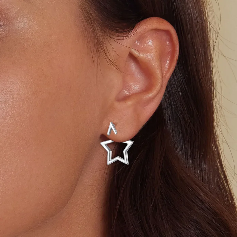 (zdjęcie do) Studziki do uszu w stylu Pandora z pentagramem - BSE901 - Wyświetl 6