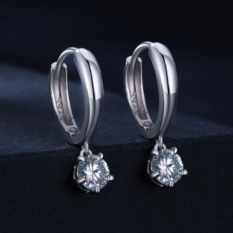 (zdjęcie do) Styl Pandora 0,5 karatowe kolczyki obręczowe Moissanite (Dwa certyfikaty) - MSE0 - Wyświetl 2