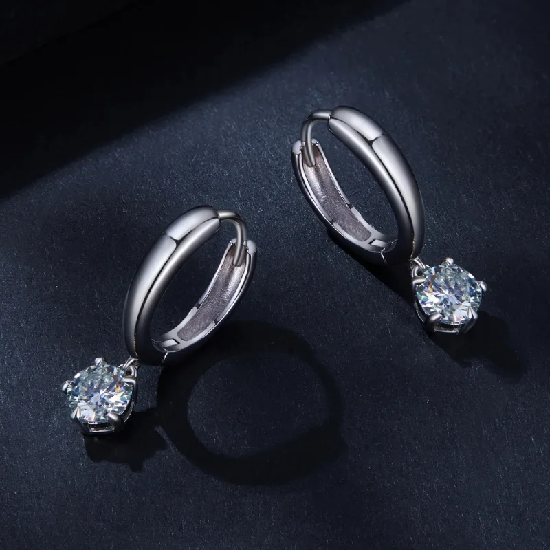 (zdjęcie do) Styl Pandora 0,5 karatowe kolczyki obręczowe Moissanite (Dwa certyfikaty) - MSE0 - Wyświetl 3