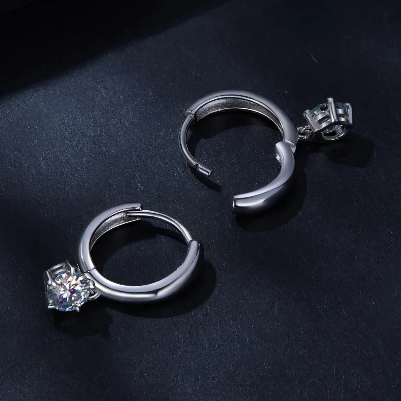 (zdjęcie do) Styl Pandora 0,5 karatowe kolczyki obręczowe Moissanite (Dwa certyfikaty) - MSE0 - Wyświetl 4