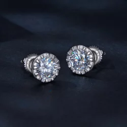 Styl Pandora 1 karatowe kolczyki w formie szpilek z moissanitem - MSE027