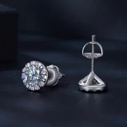Styl Pandora 1 karatowe kolczyki w formie szpilek z moissanitem - MSE027