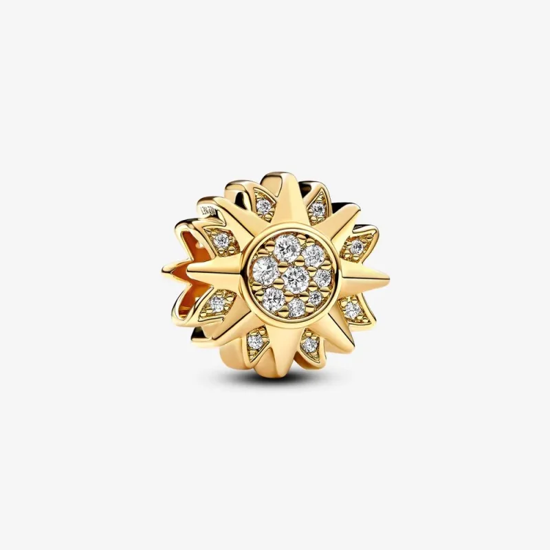 (zdjęcie do) Charms Pandora Sun pozłacany 14-karatowym złotem z przezroczystą cyrkonią sześcienną - 762839C01