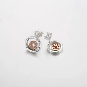 Dwukolorowe kolczyki wkrętki z logo Pandora Signature - 282314C01