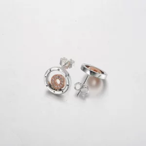 Dwukolorowe kolczyki wkrętki z logo Pandora Signature - 282314C01