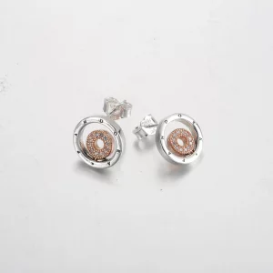 Dwukolorowe kolczyki wkrętki z logo Pandora Signature - 282314C01