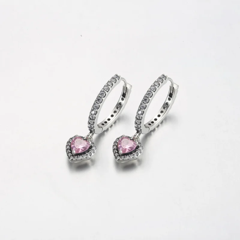 (zdjęcie do) Kolczyki koła Pandora Sparkling Halo Heart - 291445C01 - Wyświetl 2