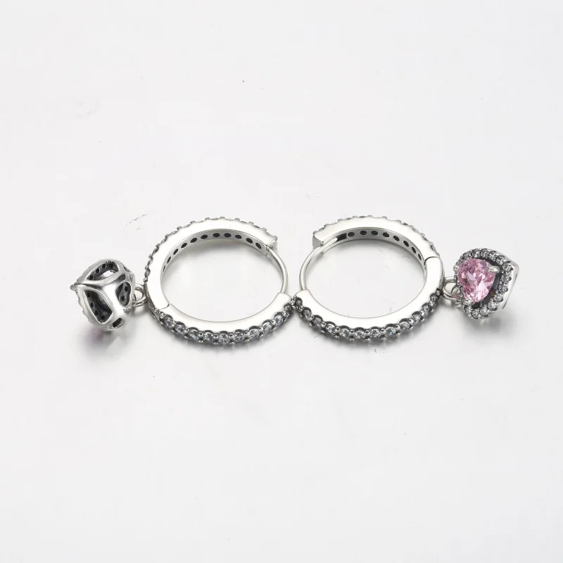 (zdjęcie do) Kolczyki koła Pandora Sparkling Halo Heart - 291445C01 - Wyświetl 3