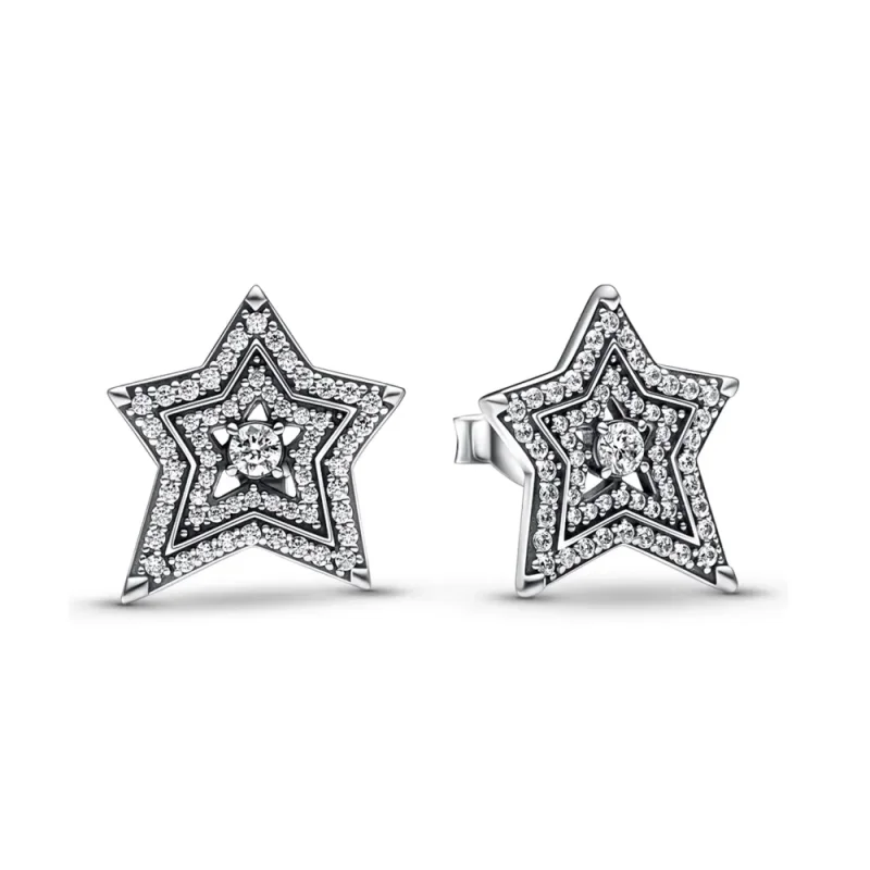(zdjęcie do) Kolczyki sztyfty Pandora Celestial z asymetrycznymi gwiazdami - 292415C01