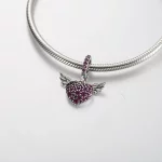 Naszyjnik Pandora Pavé w kształcie serca i skrzydeł anioła - 398505C01