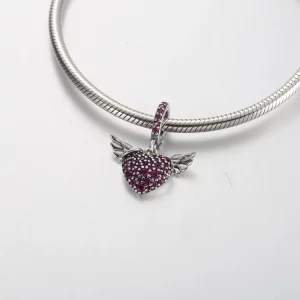 Naszyjnik Pandora Pavé w kształcie serca i skrzydeł anioła - 398505C01