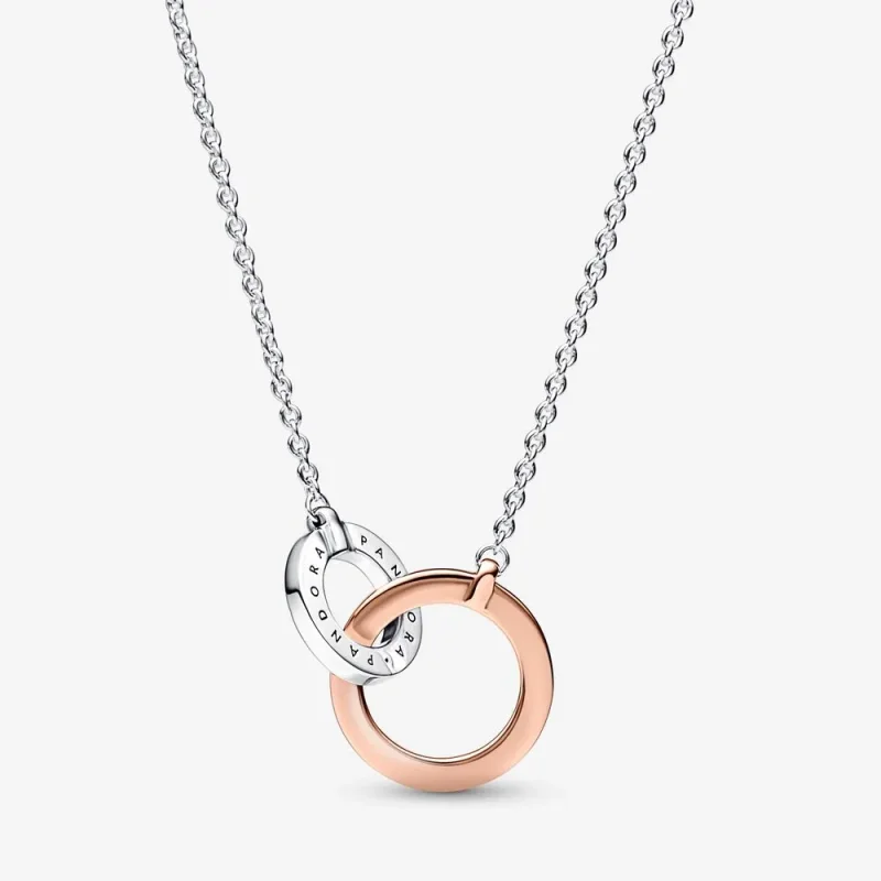 (zdjęcie do) Naszyjnik Pandora Signature Dwukolorowy splecione kręgi - 382778C01 - Wyświetl 2