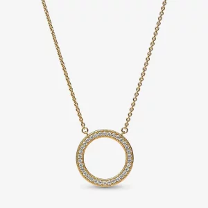 Naszyjnik Pandora Signature Pavé i serca w kształcie koła - 362735C01-45