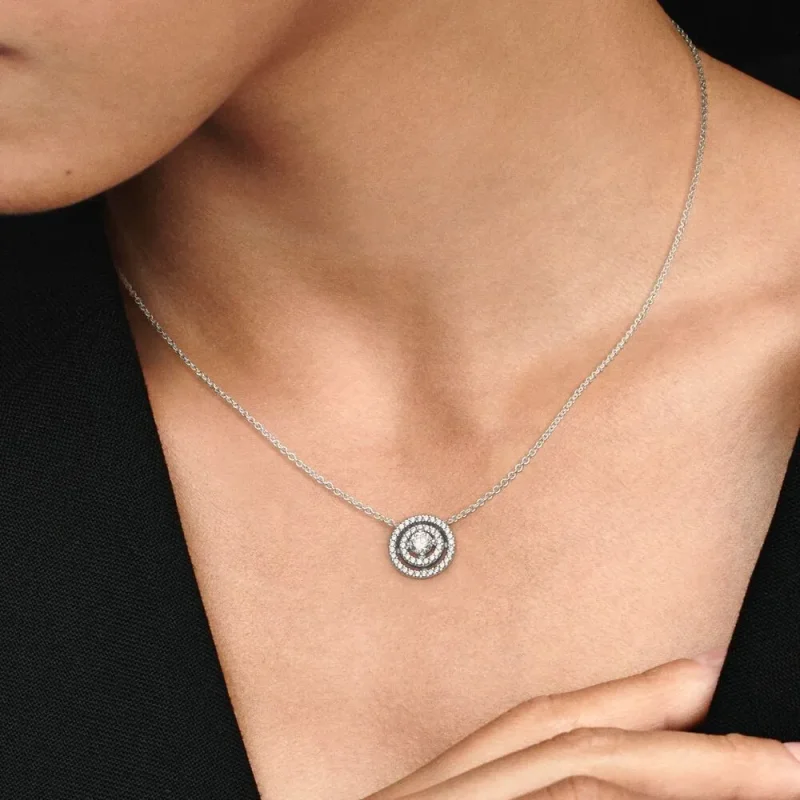(zdjęcie do) Naszyjnik Pandora Sparkling Double Halo Collier - 399414C01-45 - Wyświetl 4