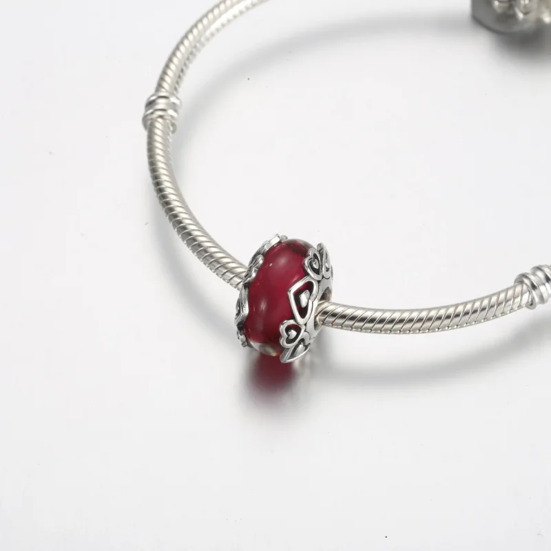 (zdjęcie do) Pandora Ujawnij swoją miłość Różowa zawieszka ze szkła Murano - 791159C00 - Wyświetl 4
