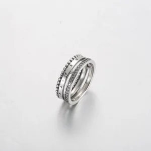 Pierścionek z logo Pandora Pavé i koralikami - 192312C01