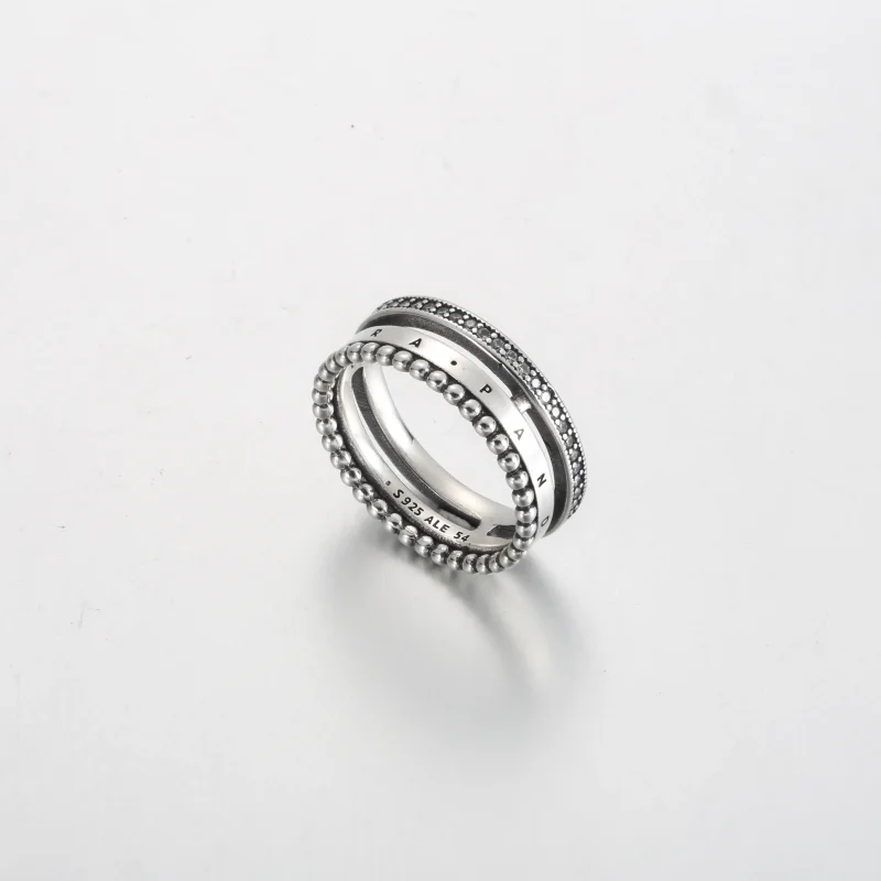 (zdjęcie do) Pierścionek z logo Pandora Pavé i koralikami - 192312C01 - Wyświetl 5
