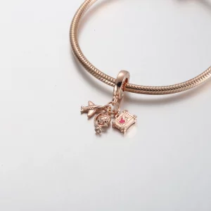 Potrójna zawieszka Pandora Samolot, kula ziemska i walizka - 789435C01