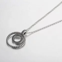 Wisiorek i naszyjnik Pandora Signature Pavé i koralikami - 392308C01