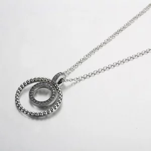 Wisiorek i naszyjnik Pandora Signature Pavé i koralikami - 392308C01