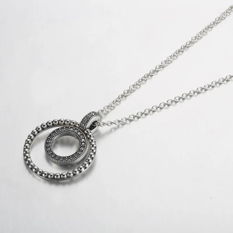(zdjęcie do) Wisiorek i naszyjnik Pandora Signature Pavé i koralikami - 392308C01 - Wyświetl 2