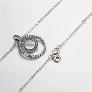 Wisiorek i naszyjnik Pandora Signature Pavé i koralikami - 392308C01