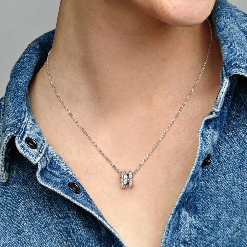 (zdjęcie do) Wisiorek i naszyjnik z logo Pandora Pavé i koralikami - 392311C01 - Wyświetl 5