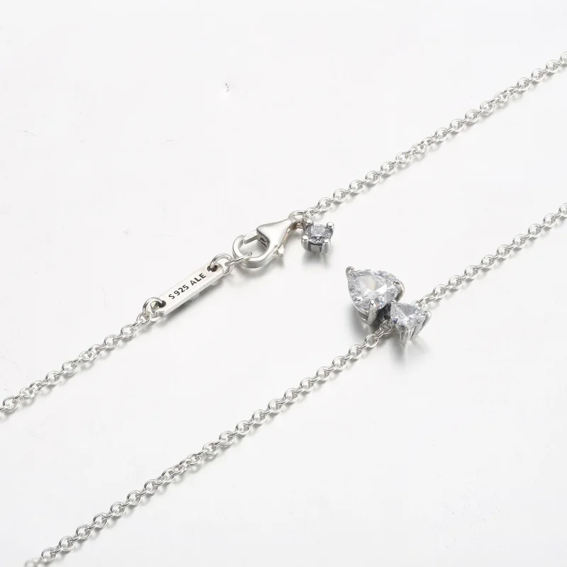 (zdjęcie do) Wisiorek z podwójnym sercem Pandora Błyszczący naszyjnik Collier - 391229C01 - Wyświetl 5