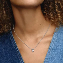 Wisiorek z podwójnym sercem Pandora Błyszczący naszyjnik Collier - 391229C01
