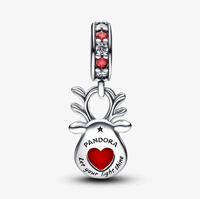 (zdjęcie do) Wisząca zawieszka Pandora z czerwonym noskiem i reniferem Murano - 792330C01 - Wyświetl 5