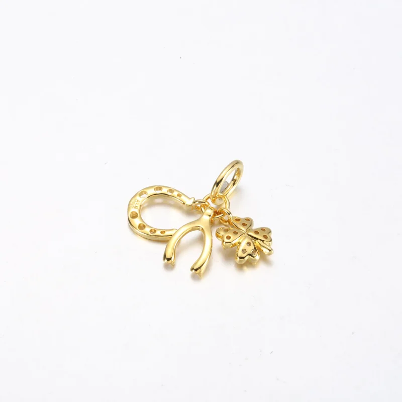(zdjęcie do) Zawieszka Pandora Lucky Clover, wahacz i podkowa - 752337c01 - Wyświetl 3