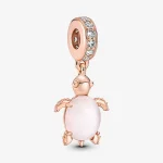 Zawieszka Pandora ze szkła Murano w kształcie różowego żółwia morskiego - 788939C01