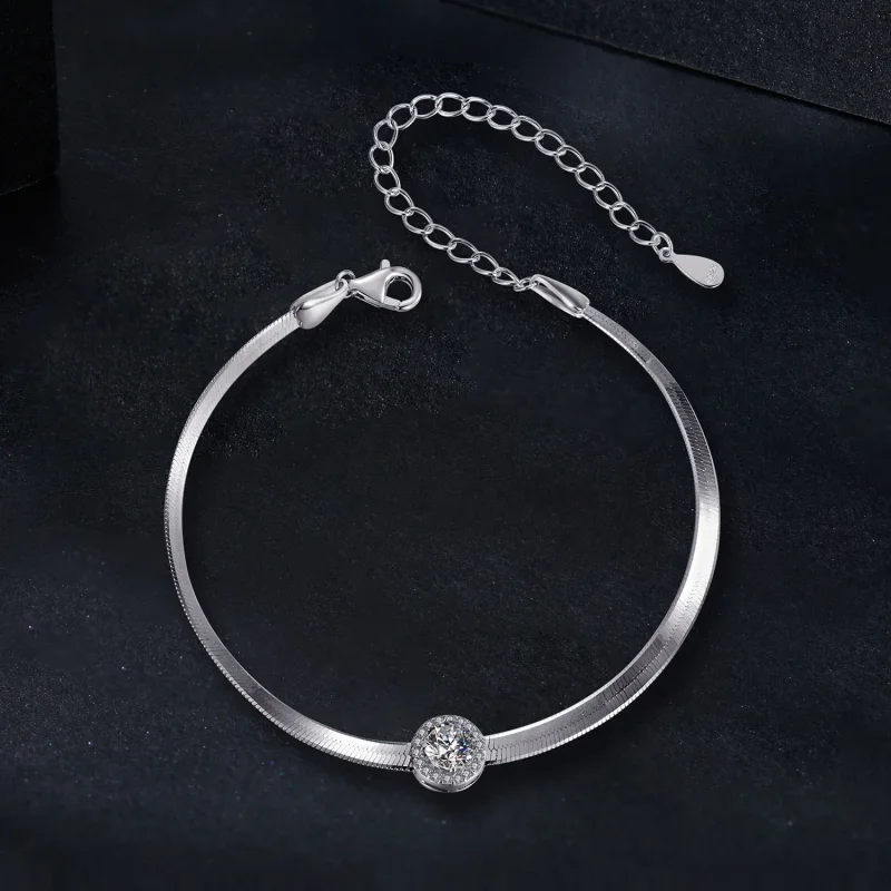 (zdjęcie do) Bransoletka z kości węża PANDORA Style 0,5 Ct Moissanite (jeden certyfikat) - MS - Wyświetl 3