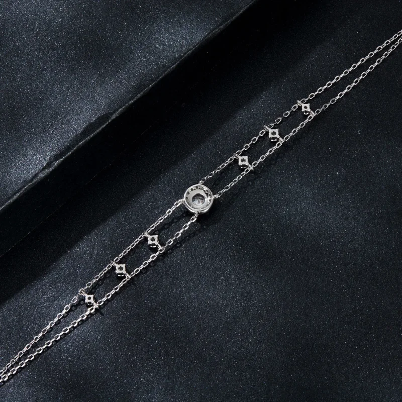 (zdjęcie do) Błyszcząca podwójna bransoletka Moissanite w stylu PANDORA (jeden certyfikat) - - Wyświetl 4