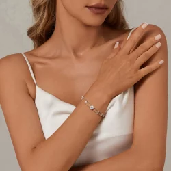 Błyszcząca podwójna bransoletka Moissanite w stylu PANDORA (jeden certyfikat) - MSB013