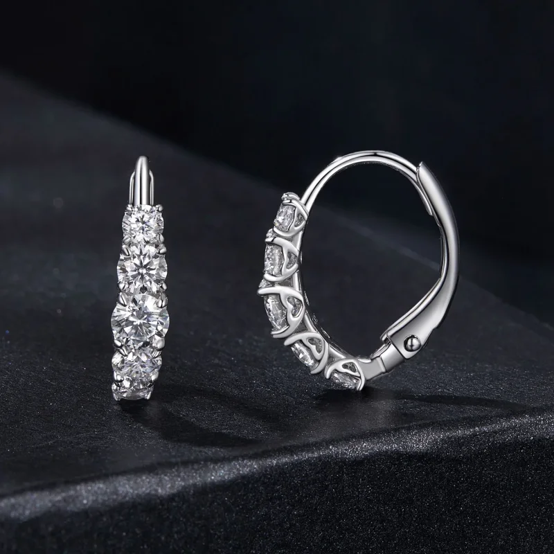 (zdjęcie do) Błyszczące kolczyki Moissanite w stylu PANDORA (dwa certyfikaty) - MSE045 - Wyświetl 2