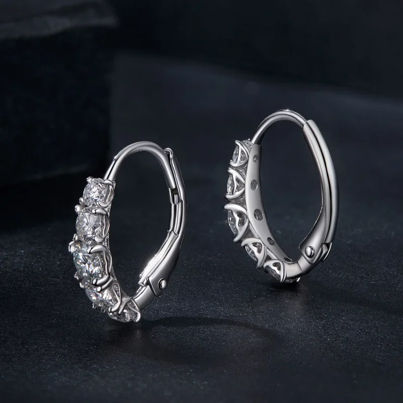 (zdjęcie do) Błyszczące kolczyki Moissanite w stylu PANDORA (dwa certyfikaty) - MSE045 - Wyświetl 3