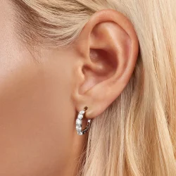 Błyszczące kolczyki Moissanite w stylu PANDORA (dwa certyfikaty) - MSE045