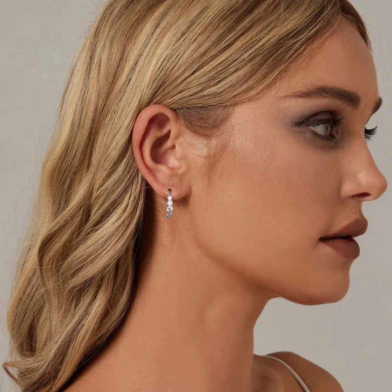 (zdjęcie do) Błyszczące kolczyki Moissanite w stylu PANDORA (dwa certyfikaty) - MSE045 - Wyświetl 7