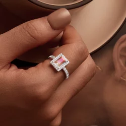 Duży kamienny pierścionek dla dziewczynki w stylu PANDORA - SCR999