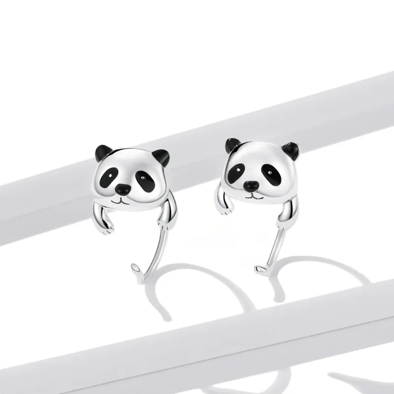 (zdjęcie do) Kolczyki Mini Panda w stylu PANDORA - BSE568 - Wyświetl 3
