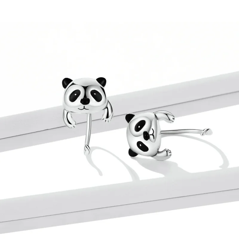 (zdjęcie do) Kolczyki Mini Panda w stylu PANDORA - BSE568 - Wyświetl 4