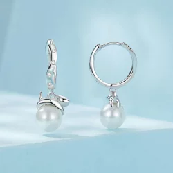 Kolczyki z muszli kota w stylu PANDORA - SCE1692